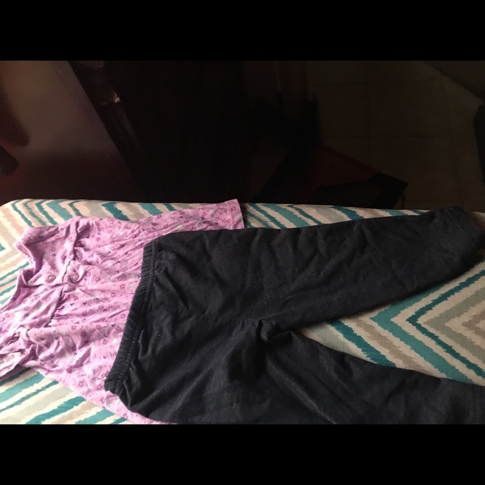 Two set purple top and jean tights